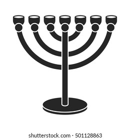 Menorah icon in black style isolated on white background. Religion symbol stock vector illustration.