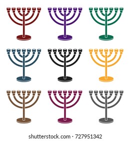Menorah icon in black style isolated on white background. Religion symbol stock vector illustration.
