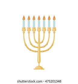 Menorah icon in flat style isolated on white background. Vector illustration.