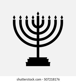 Menorah icon for hanukkah black vector isolated