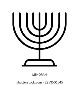 menorah icon. Line Art Style Design Isolated On White Background