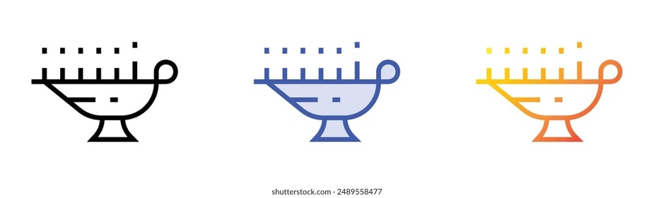 menorah icon. Linear, Blue Fill and Gradient Style Design Isolated On White Background