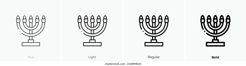 menorah icon. Linear style sign isolated on white background. Vector illustration.