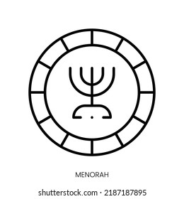 menorah Symbol. Lineares Zeichen einzeln auf weißem Hintergrund. Vektorgrafik
