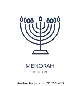 Menorah icon. Menorah linear symbol design from Religion collection. Simple outline element vector illustration on white background.