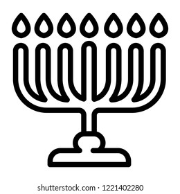 Menorah icon. Outline menorah vector icon for web design isolated on white background