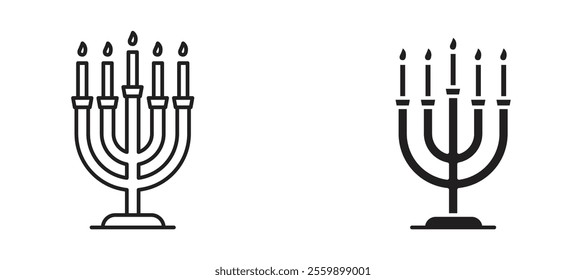 Menorah Icon set in black color for ui designs