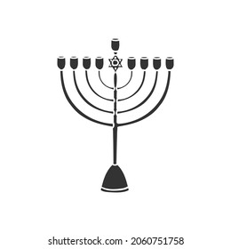 Menorah Icon Silhouette Illustration. Candle Culture Vector Graphic Pictogram Symbol Clip Art. Doodle Sketch Black Sign.