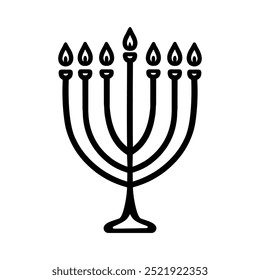 Menorah icon, symbol. Vector line illustration