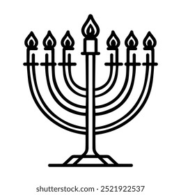 Menorah-Symbol, Symbol. Vektorliniengrafik