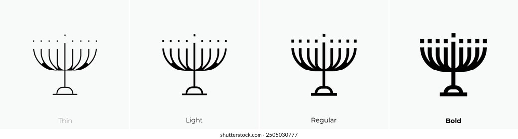 menorah icon. Thin, Light Regular And Bold style design isolated on white background