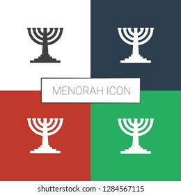 menorah icon white background. Editable filled menorah icon from war. Trendy menorah icon for web and mobile.