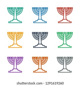 menorah icon white background. Editable outline menorah icon from war. Trendy menorah icon for web and mobile.