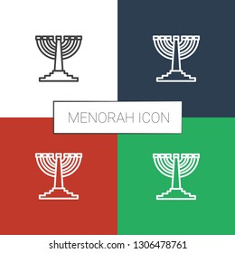 menorah icon white background. Editable outline menorah icon from war. Trendy menorah icon for web and mobile.