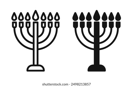 Menorah iconicon vector collection in outlined and solid style