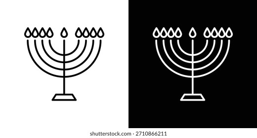 Menorah-Symbole. Linienzeichnung, Vektorsymbole