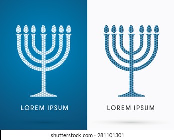 Menorah Israel candle , design using hexagon honeycomb shape graphic vector.