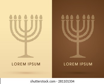 Menorah Israel candle , design using dot square, graphic vector.