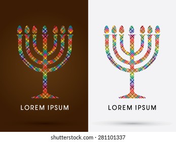 Menorah Israel candle , design using colorful line, graphic vector.