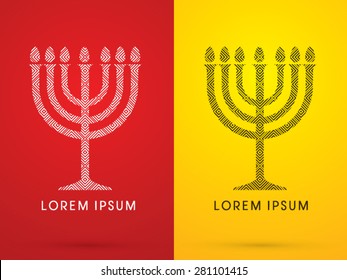 Menorah Israel candle , design using line square, graphic vector.