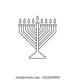 Menorah line art vector. Hanukkah Day line art vector