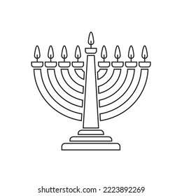 Vector de arte de línea Menorah. Vector de línea Hanukkah Day