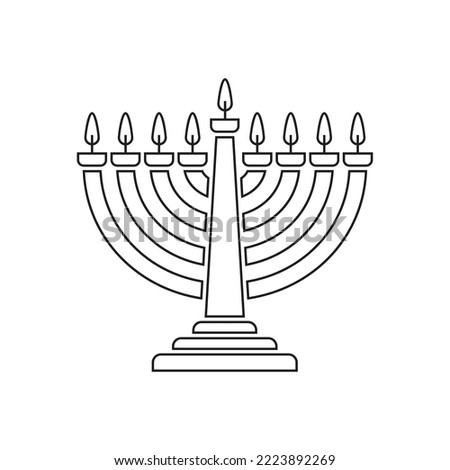 Menorah line art vector. Hanukkah Day line art vector Foto stock © 