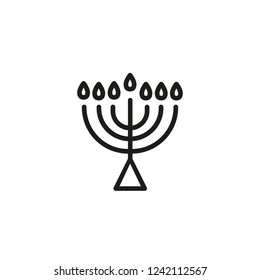 Menorah line icon. Candle holder, candlelight, Hanukkah. Israel concept. Vector illustration can be used for topics like Israel culture, religion, Judaism