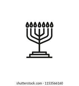 Menorah line icon. Candles, jewish candelabrum, Hanukkah. Religion concept. Can be used for topics like hanuka, celebration, Judaism