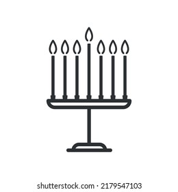 Menorah line icon design. Jewish chandelier menorah. Vector illustration on white background
