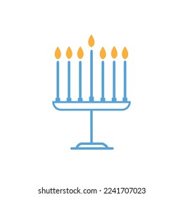 Menorah line icon design. Jewish chandelier menorah. Vector illustration on white background