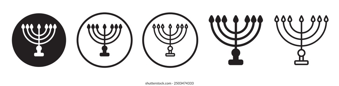 Menorah line icon vector set.