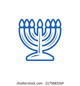 Menorah linear icon. Outline silhouette of Menorah. Monochrome logo, vector design element for Jewish holidays