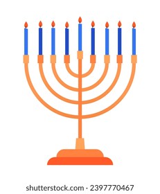 Menorah - modern flat design style single isolated image. Neat detailed illustration of gold candlestick for seven candles. Traditions of the Jewish people, Israel national feature, Hanukkah idea