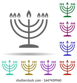 Menorah in multi color style icon. Simple glyph, flat vector of world religiosity icons for ui and ux, website or mobile application