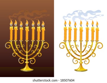 Menorah on brown and white background