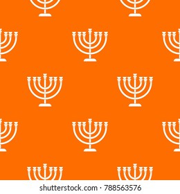 Menorah pattern repeat seamless in orange color for any design. Vector geometric illustration
