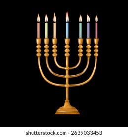 Menorah realistic hand drawing. The illustration is drawn by hand. Handmade. Vector