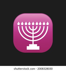 Menorah sign icon. Flat. Vector. Hanukkah menorah icon vector, filled flat sign, solid pictogram isolated on gradient purple. Symbol, logo illustration. Menorah line icon. 