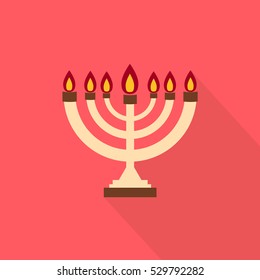 Menorah sign icon. Flat. Vector