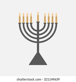 Menorah Silhouette. Flat icon.