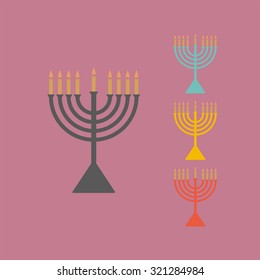 Menorah Silhouette. Flat icon.