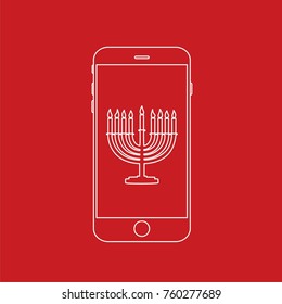 Menorah in a smartphone, vector illustration design. Christmas collection.