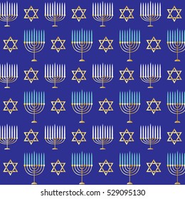 menorah and star pattern on navy blue