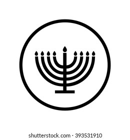 Menorah symbol in circle . Vector illustration