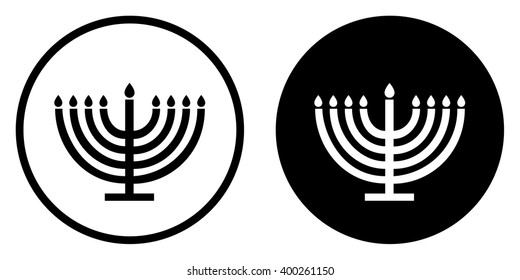 Menorah symbol in circle . Vector illustration