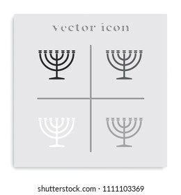 Menorah symbol flat black and white vector icon.