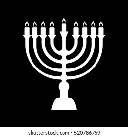 Menorah symbol of Judaism. Illustration isolated on black background.