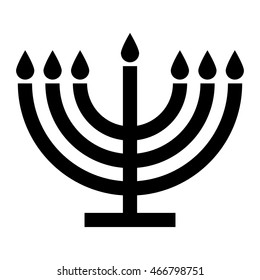 Menorah symbol seven branch , black and white isolated vector illustration