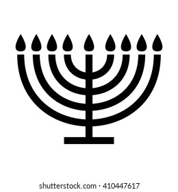 Menorah symbol . Vector illustration sign icon Judaism Black White Nine Branch